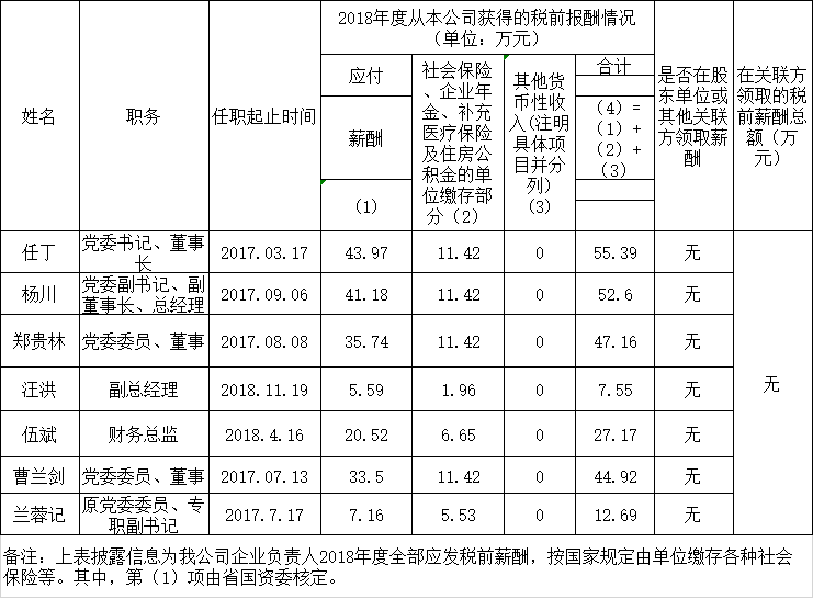 四川省人生就是博集团有限责任公司负责人2018年度薪酬情况
